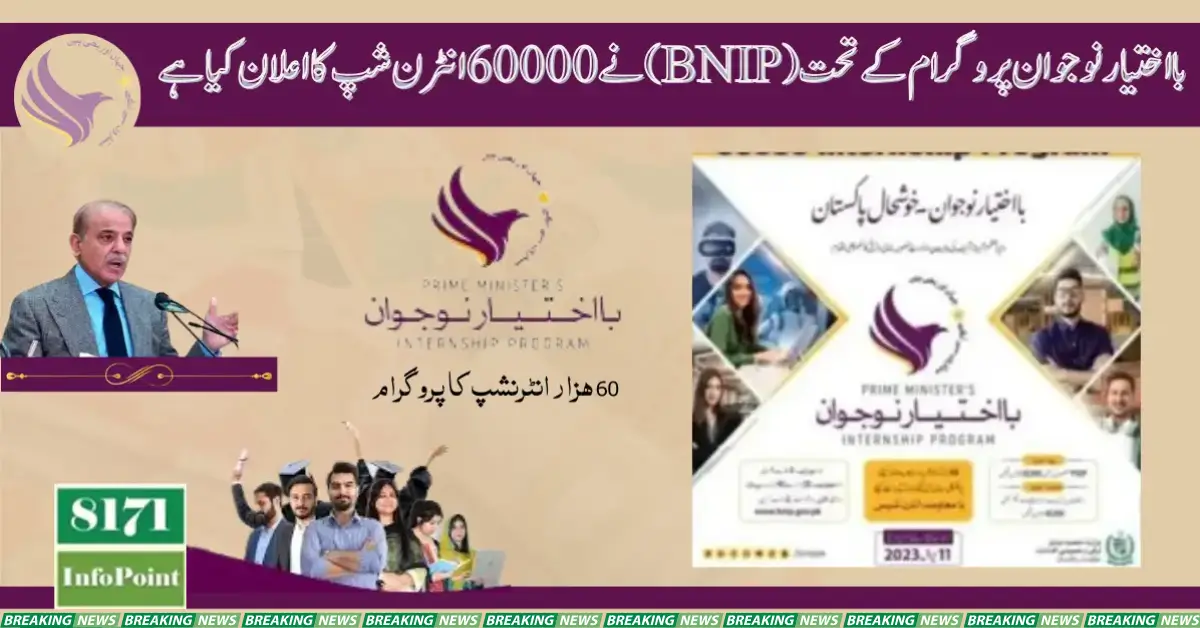 Ba-Ikhtiyar Naujawan (BNIP) has announced 60000 Internships