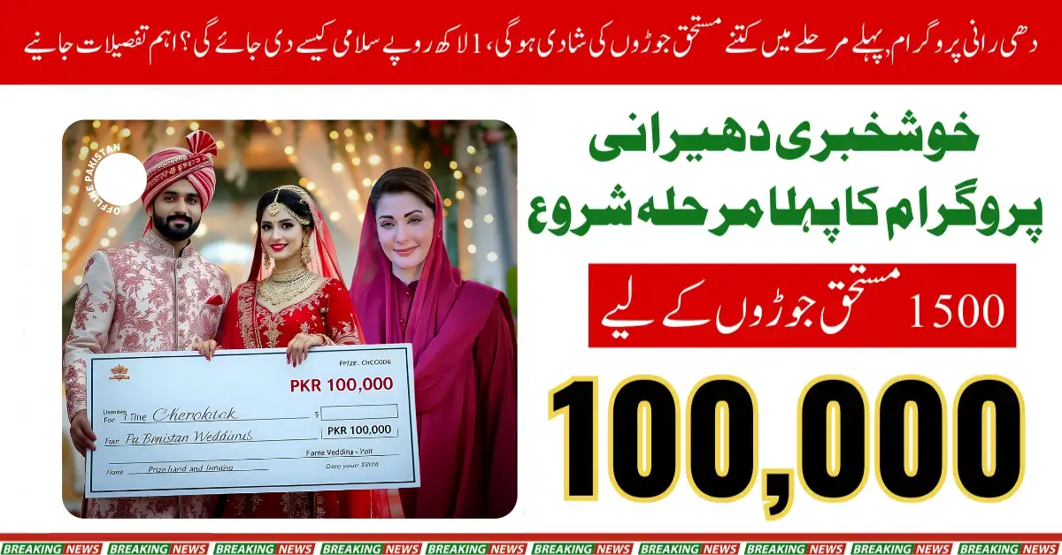 CM Punjab Dhee Rani Program: 1,500 Couples to Wed in 1st Phase, Rs. 1 Lakh Salami Through ATM – Full Details Inside